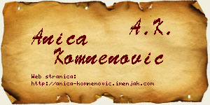 Anica Komnenović vizit kartica